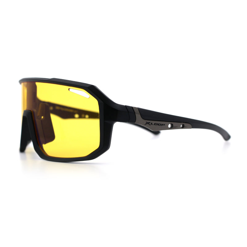 Xloop Mens HD Night Driving Lens Oversized Shield Sport Plastic Sunglasses