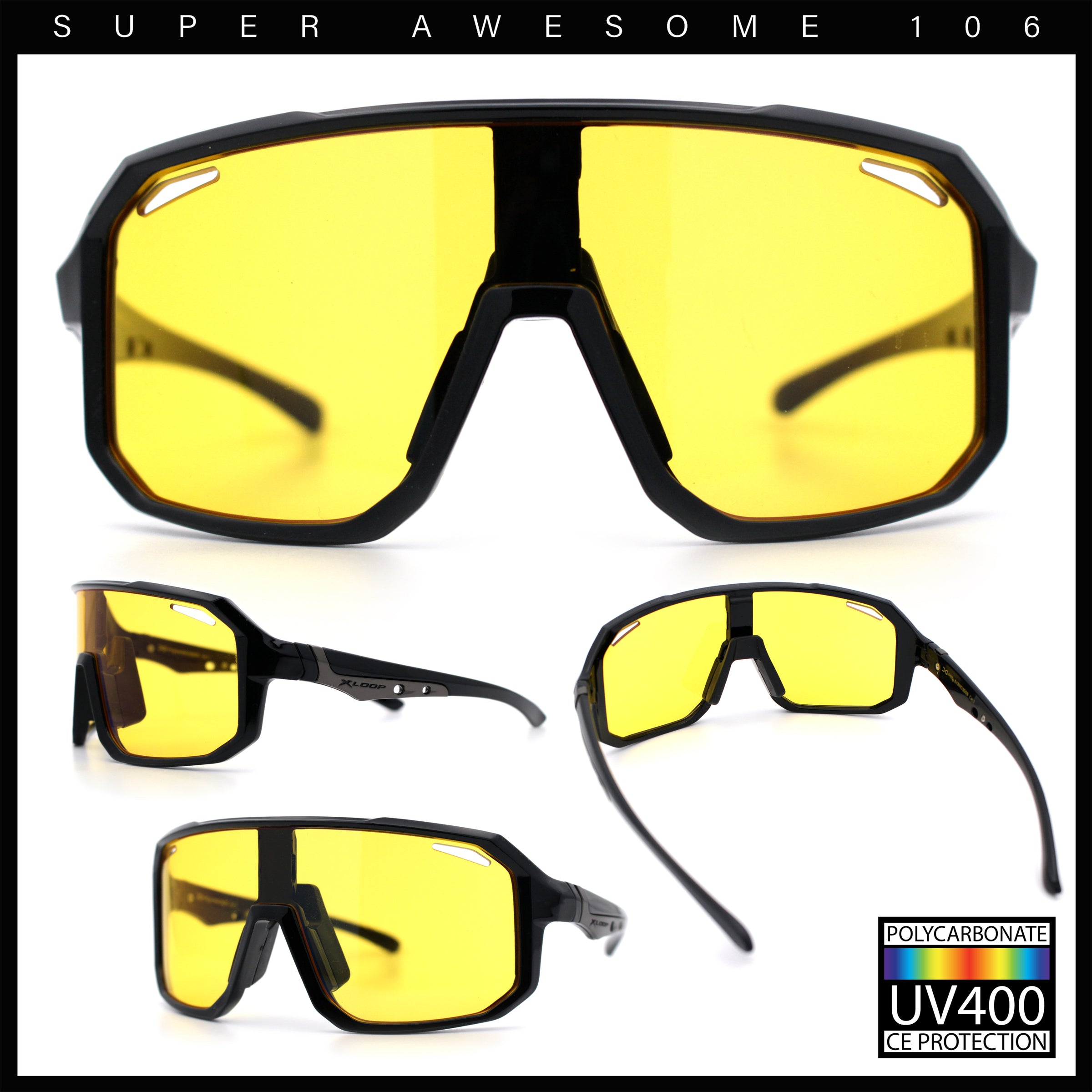 Xloop Mens HD Night Driving Lens Oversized Shield Sport Plastic Sungla superawesome106
