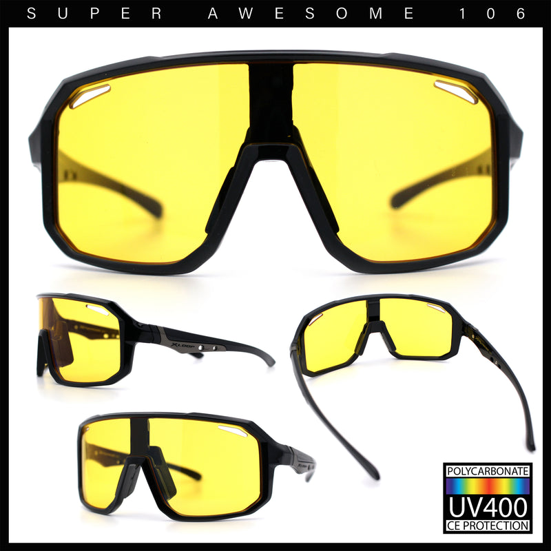 Xloop Mens HD Night Driving Lens Oversized Shield Sport Plastic Sunglasses