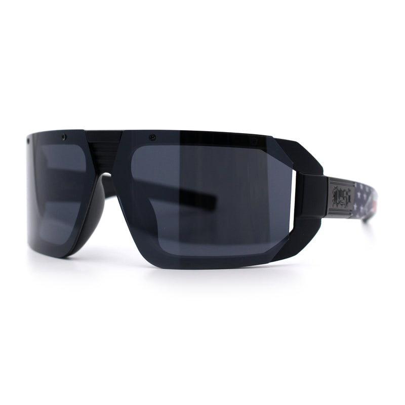 Locs USA Flag Oversized Wrap Around Gangster Plastic Biker Sunglasses