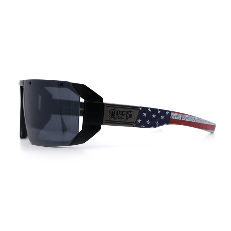 Locs USA Flag Oversized Wrap Around Gangster Plastic Biker Sunglasses