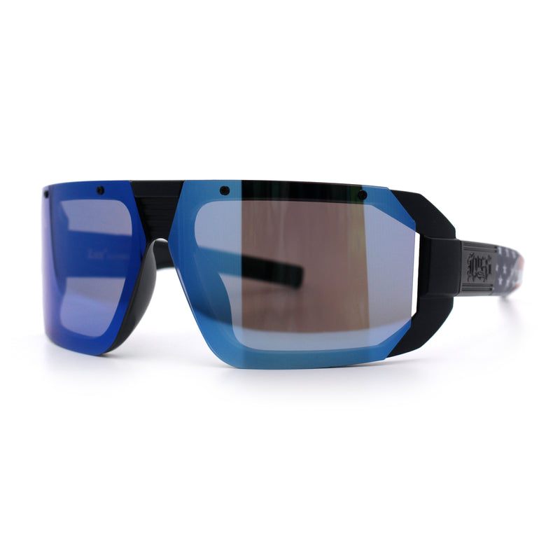 Locs USA Flag Oversized Wrap Around Gangster Plastic Biker Sunglasses