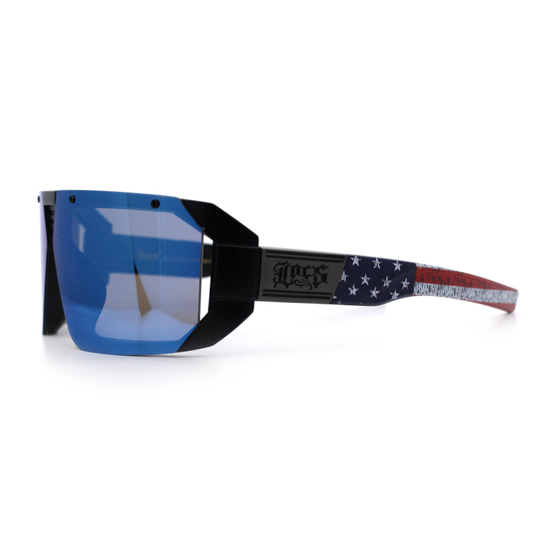 Locs USA Flag Oversized Wrap Around Gangster Plastic Biker Sunglasses