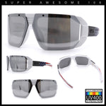 Locs USA Flag Oversized Wrap Around Gangster Plastic Biker Sunglasses