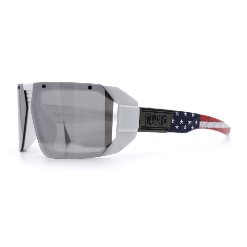 Locs USA Flag Oversized Wrap Around Gangster Plastic Biker Sunglasses