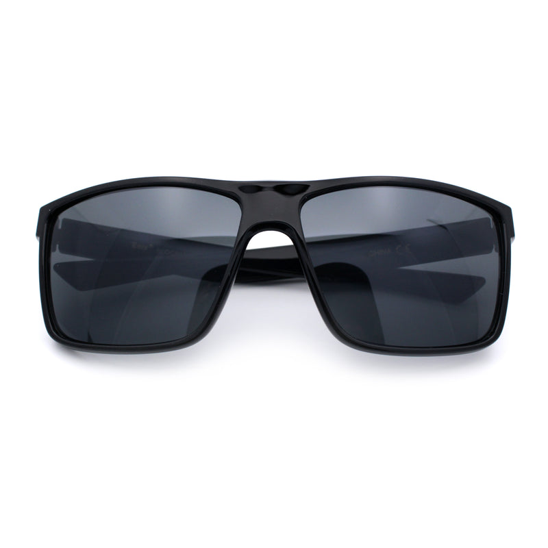 Locs Mens Classic 90s All Black Rectangular Gangster Plastic Sunglasses