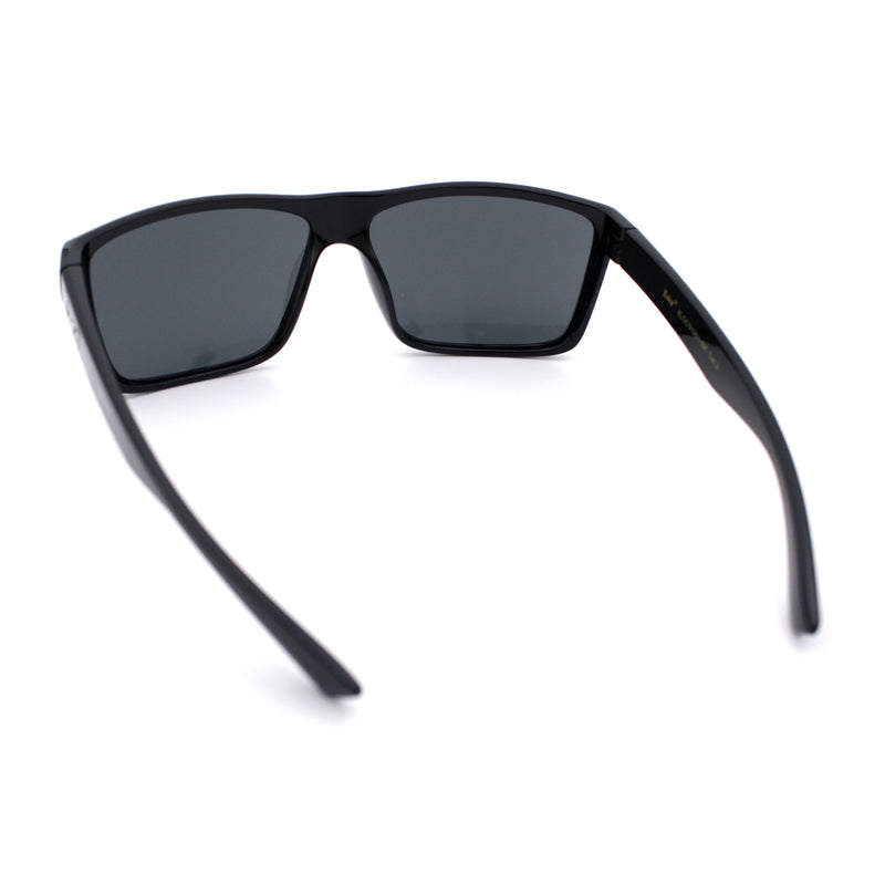 Locs Mens Classic 90s All Black Rectangular Gangster Plastic Sunglasses