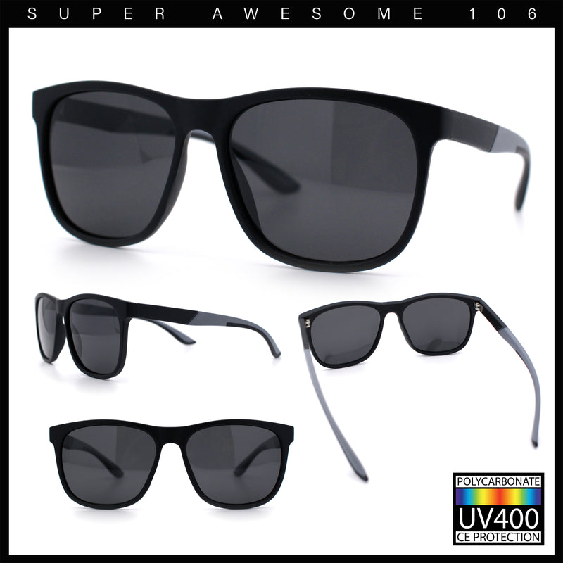 Polarized Classic Gentleman Mens Simple Sporty Horn Rim Plastic Sunglasses