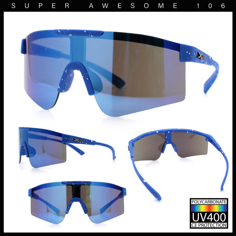 Xloop Boys Child Size MTB Shield Color Mirror Rimless Plastic Sport Sunglasses