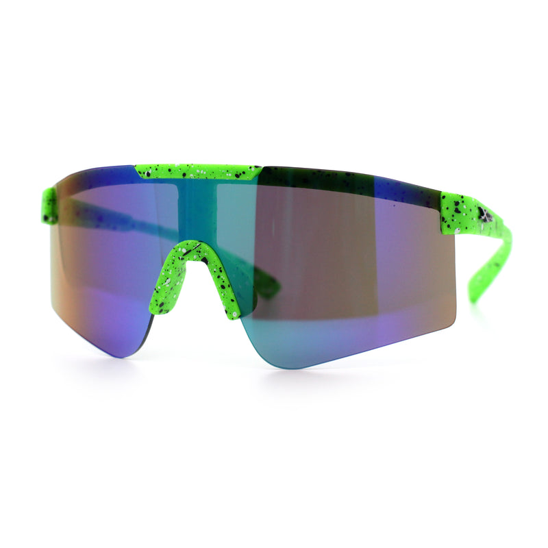Xloop Boys Child Size MTB Shield Color Mirror Rimless Plastic Sport Sunglasses