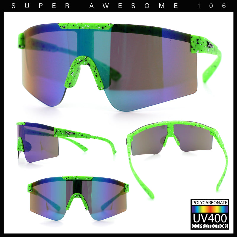 Xloop Boys Child Size MTB Shield Color Mirror Rimless Plastic Sport Sunglasses