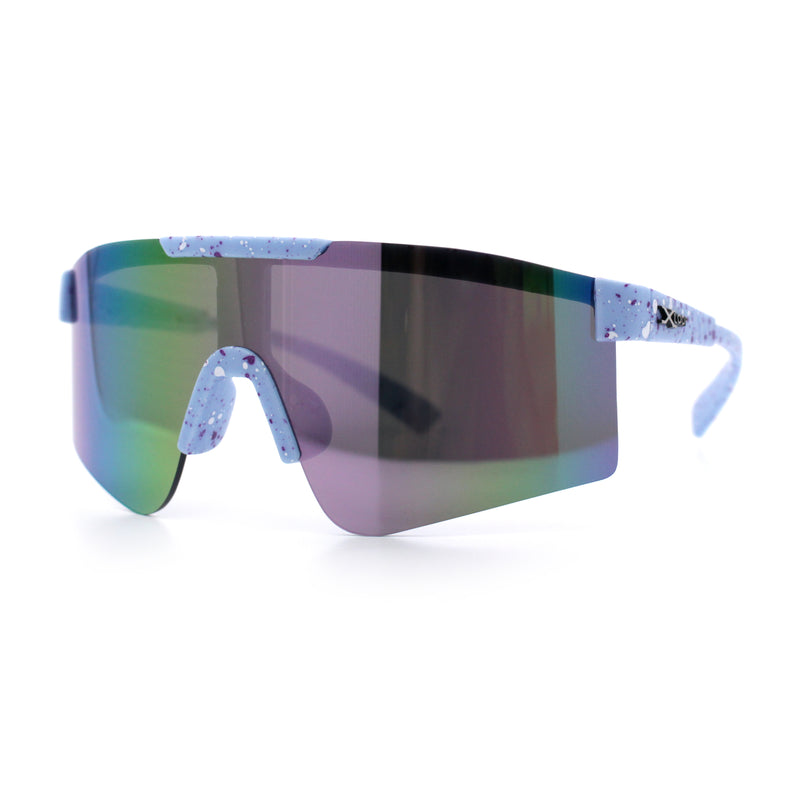Xloop Boys Child Size MTB Shield Color Mirror Rimless Plastic Sport Sunglasses