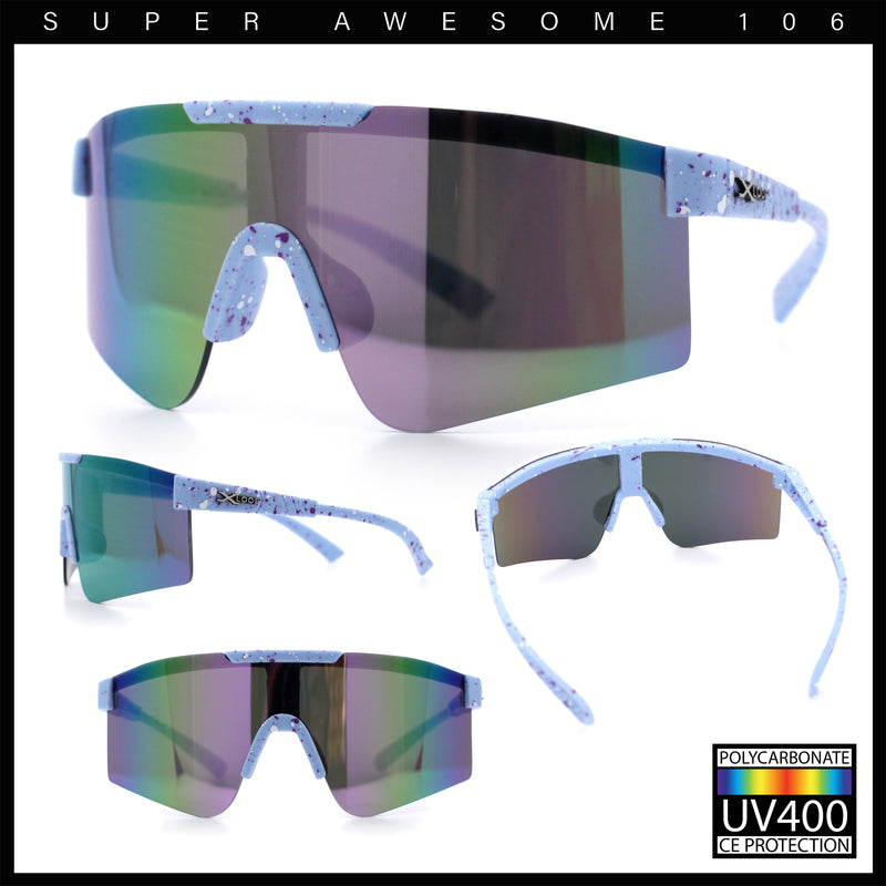 Xloop Boys Child Size MTB Shield Color Mirror Rimless Plastic Sport Sunglasses