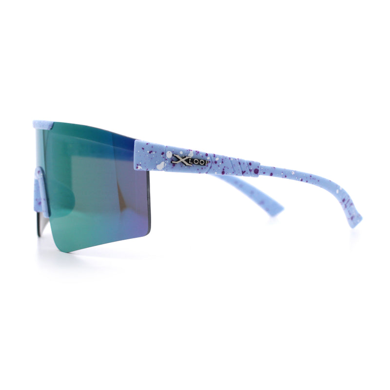 Xloop Boys Child Size MTB Shield Color Mirror Rimless Plastic Sport Sunglasses