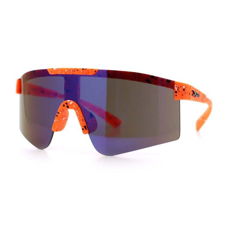 Xloop Boys Child Size MTB Shield Color Mirror Rimless Plastic Sport Sunglasses