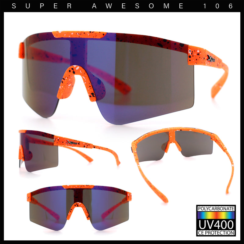 Xloop Boys Child Size MTB Shield Color Mirror Rimless Plastic Sport Sunglasses