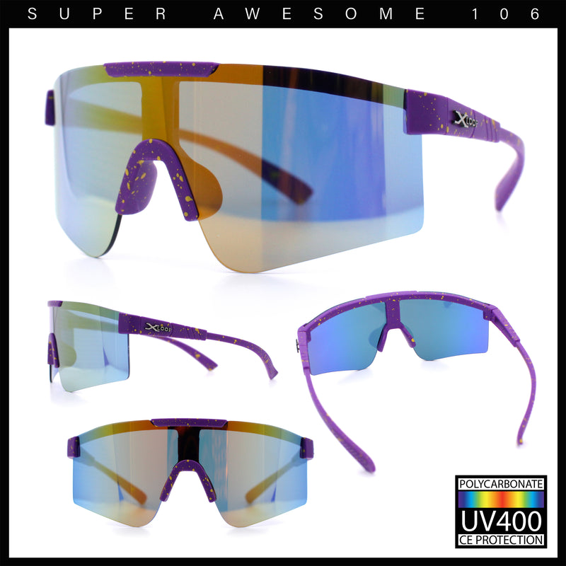 Xloop Boys Child Size MTB Shield Color Mirror Rimless Plastic Sport Sunglasses