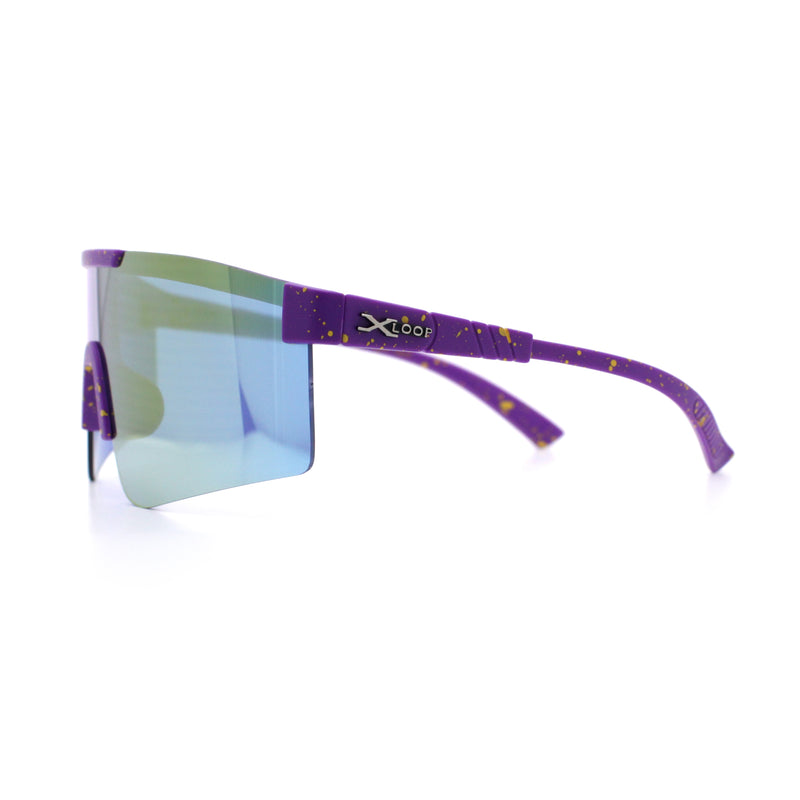 Xloop Boys Child Size MTB Shield Color Mirror Rimless Plastic Sport Sunglasses
