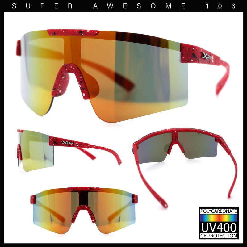 Xloop Boys Child Size MTB Shield Color Mirror Rimless Plastic Sport Sunglasses