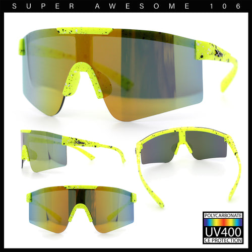 Xloop Boys Child Size MTB Shield Color Mirror Rimless Plastic Sport Sunglasses