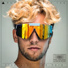 Polarized Mens Flip Up Rimless Oversized Shield Plastic Sport Sunglasses