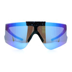 Polarized Mens Flip Up Rimless Oversized Shield Plastic Sport Sunglasses