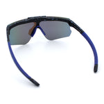 Polarized Mens Flip Up Rimless Oversized Shield Plastic Sport Sunglasses