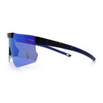 Polarized Mens Flip Up Rimless Oversized Shield Plastic Sport Sunglasses