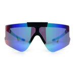 Polarized Mens Flip Up Rimless Oversized Shield Plastic Sport Sunglasses