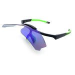 Polarized Mens Flip Up Rimless Oversized Shield Plastic Sport Sunglasses