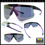 Polarized Mens Flip Up Rimless Oversized Shield Plastic Sport Sunglasses