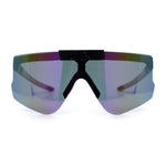 Polarized Mens Flip Up Rimless Oversized Shield Plastic Sport Sunglasses