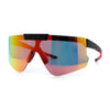 Polarized Mens Flip Up Rimless Oversized Shield Plastic Sport Sunglasses