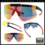 Polarized Mens Flip Up Rimless Oversized Shield Plastic Sport Sunglasses