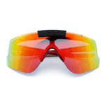 Polarized Mens Flip Up Rimless Oversized Shield Plastic Sport Sunglasses