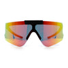 Polarized Mens Flip Up Rimless Oversized Shield Plastic Sport Sunglasses