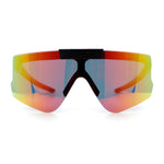 Polarized Mens Flip Up Rimless Oversized Shield Plastic Sport Sunglasses