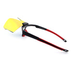 Polarized Mens Flip Up Rimless Oversized Shield Plastic Sport Sunglasses
