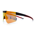 Polarized Mens Flip Up Rimless Oversized Shield Plastic Sport Sunglasses