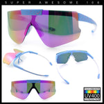 Polarized Mens Flip Up Rimless Oversized Shield Plastic Sport Sunglasses