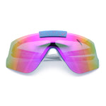 Polarized Mens Flip Up Rimless Oversized Shield Plastic Sport Sunglasses
