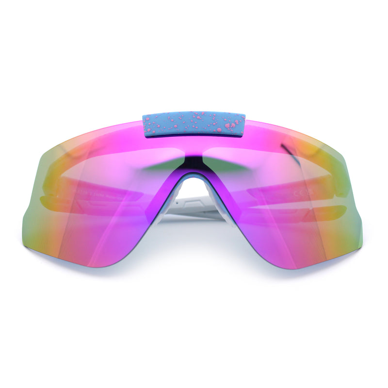 Polarized Mens Flip Up Rimless Oversized Shield Plastic Sport Sunglasses