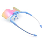 Polarized Mens Flip Up Rimless Oversized Shield Plastic Sport Sunglasses
