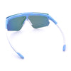 Polarized Mens Flip Up Rimless Oversized Shield Plastic Sport Sunglasses