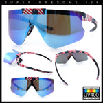 Polarized Mens Flip Up Rimless Oversized Shield Plastic Sport Sunglasses