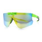 Polarized Mens Flip Up Rimless Oversized Shield Plastic Sport Sunglasses