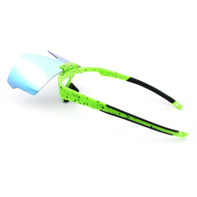 Polarized Mens Flip Up Rimless Oversized Shield Plastic Sport Sunglasses
