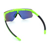 Polarized Mens Flip Up Rimless Oversized Shield Plastic Sport Sunglasses