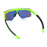 Polarized Mens Flip Up Rimless Oversized Shield Plastic Sport Sunglasses