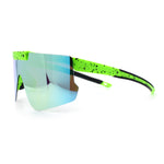 Polarized Mens Flip Up Rimless Oversized Shield Plastic Sport Sunglasses